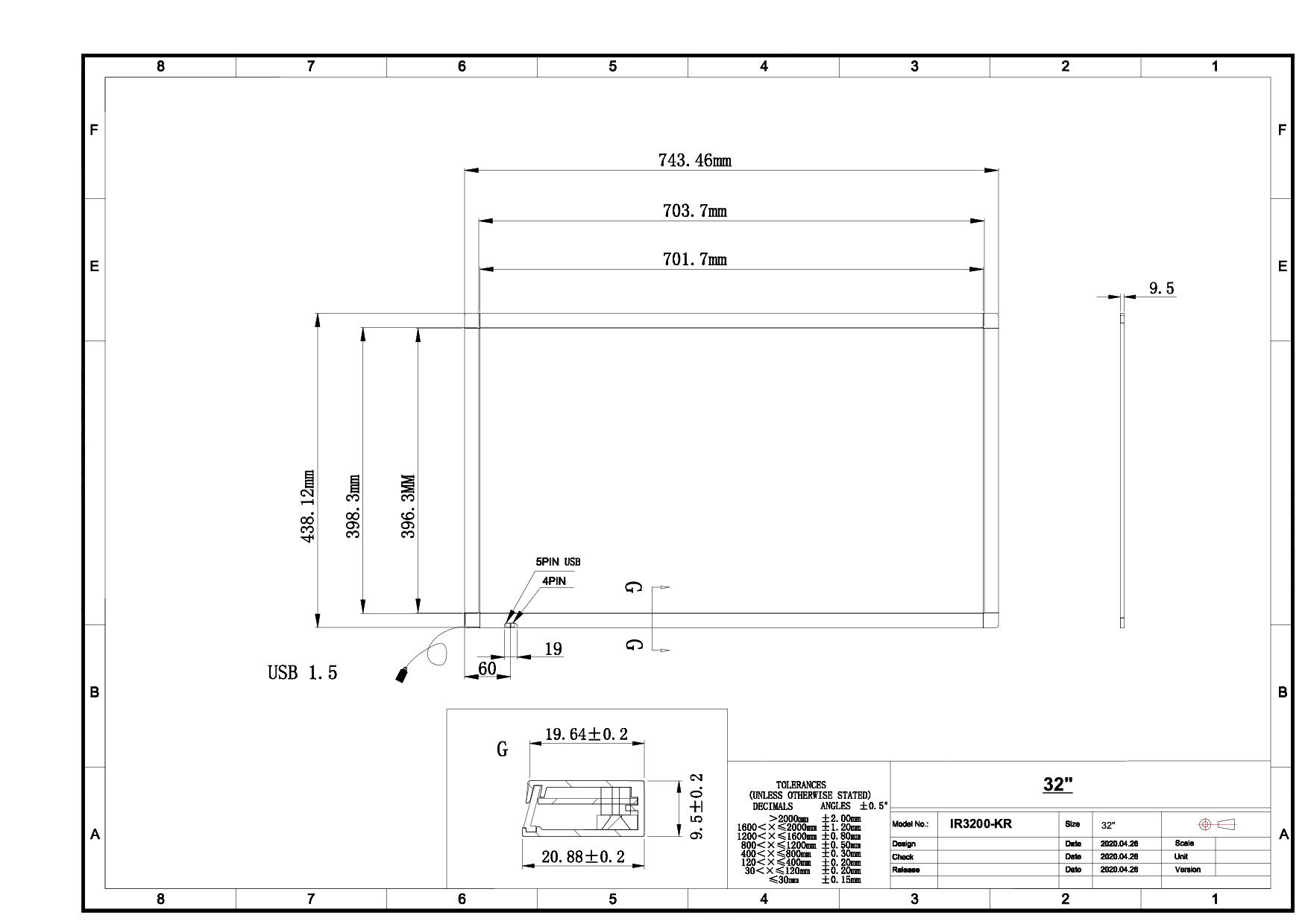 Rysunek techniczny - nakładka optyczna IR3200-KR